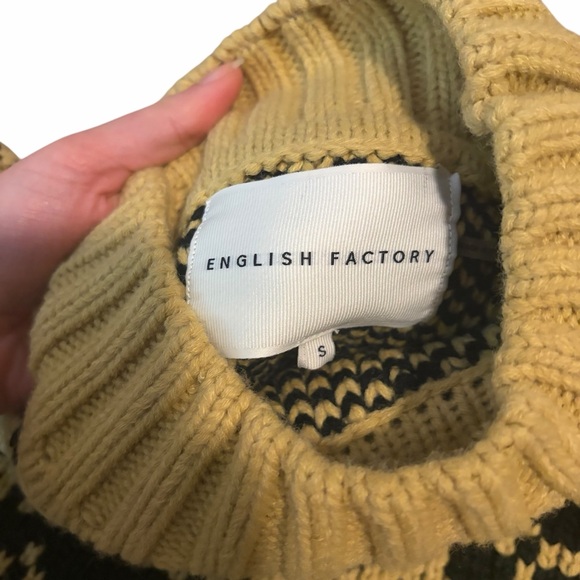 English Factory Sweater Fair Isle Fringed Chunky Knit Mock Neck Nordic Small - Picture 6 of 7